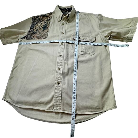 Mossy Oak Khaki Hunting Shirt Camo Quilted Shooting Patch Cotton Men L Gorpcore - Picture 8 of 16